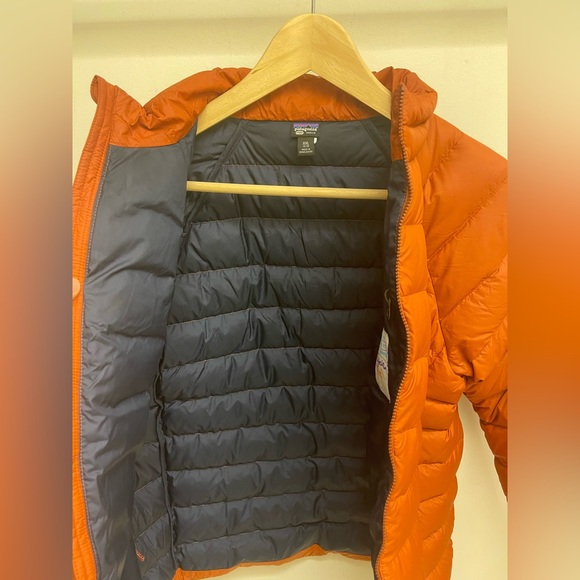 Patagonia Down Sweater Puffer Jacket Kids Orange Insulated Full Zip size XXL - Picture 9 of 10